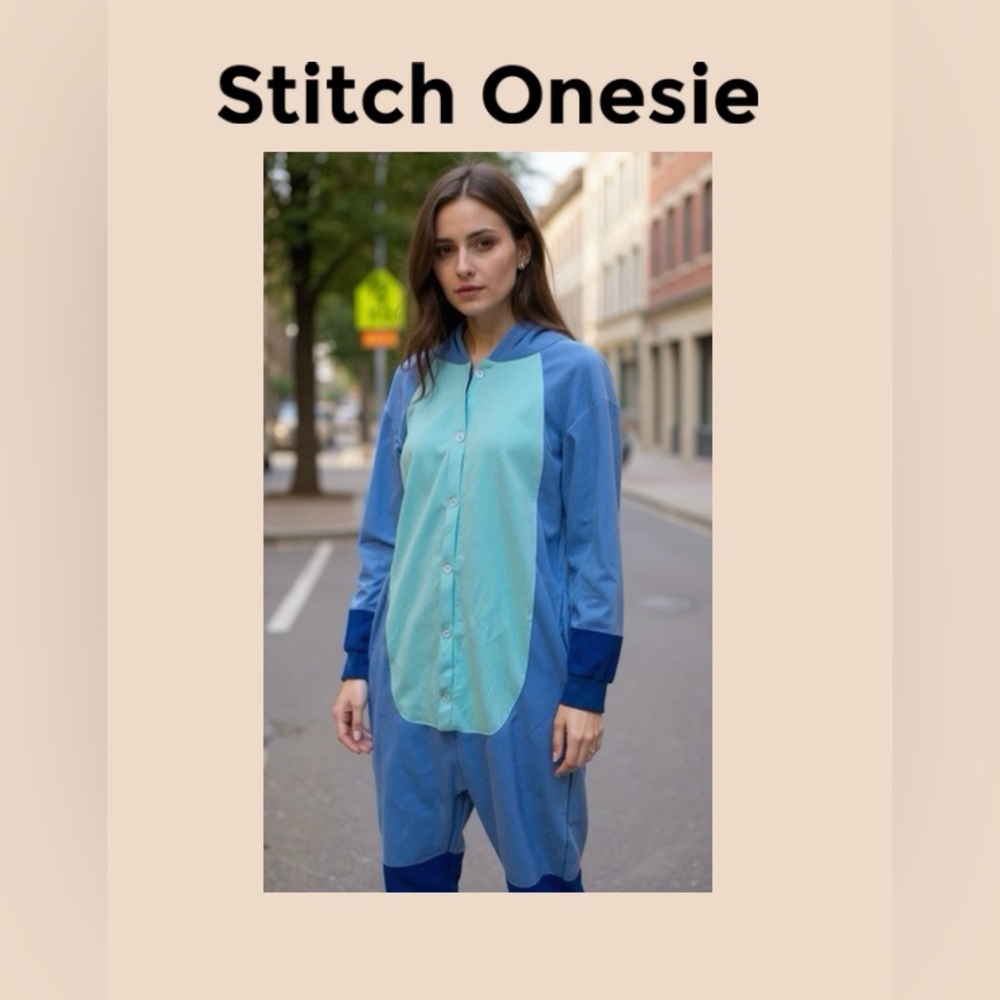 Blue Stitch Onesie Adult Size Small